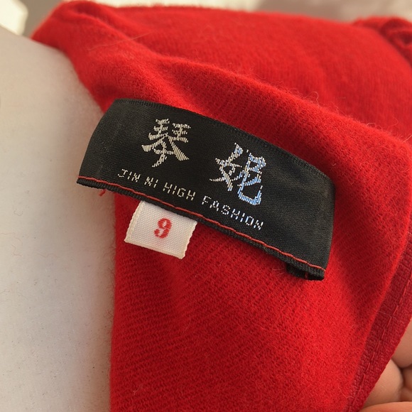 Vintage 80s Red Celestial Statement Collar Dress - Picture 8 of 8